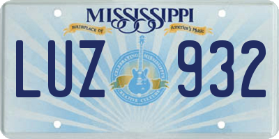 MS license plate LUZ932