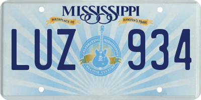 MS license plate LUZ934