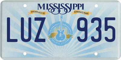MS license plate LUZ935