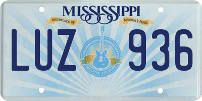 MS license plate LUZ936