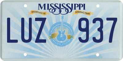MS license plate LUZ937