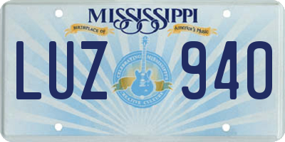 MS license plate LUZ940