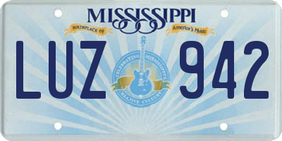 MS license plate LUZ942