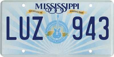 MS license plate LUZ943