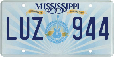 MS license plate LUZ944