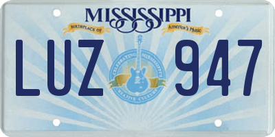 MS license plate LUZ947