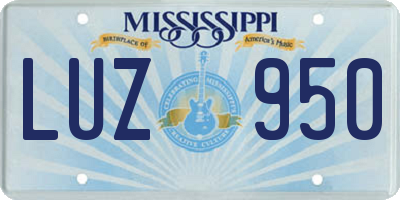 MS license plate LUZ950