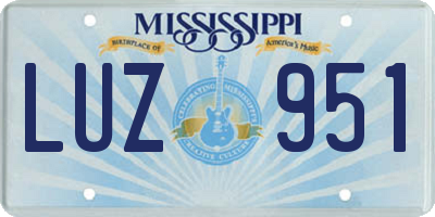 MS license plate LUZ951
