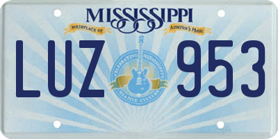 MS license plate LUZ953