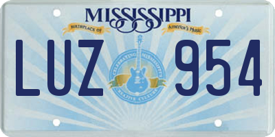 MS license plate LUZ954