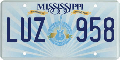 MS license plate LUZ958