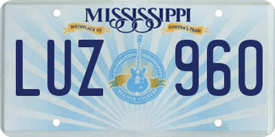 MS license plate LUZ960