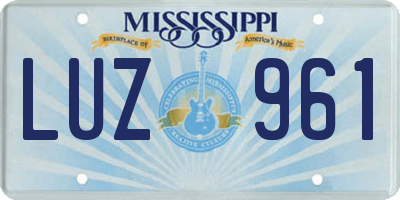 MS license plate LUZ961