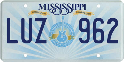 MS license plate LUZ962