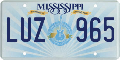 MS license plate LUZ965