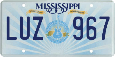 MS license plate LUZ967