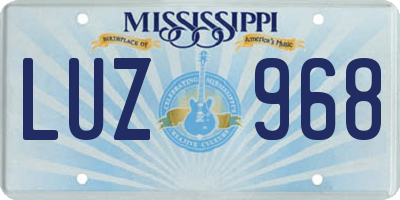MS license plate LUZ968