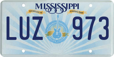 MS license plate LUZ973