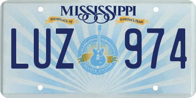 MS license plate LUZ974