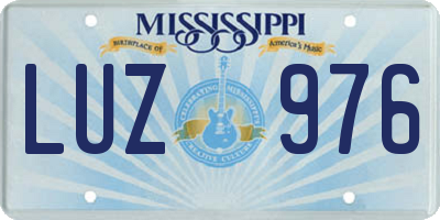 MS license plate LUZ976