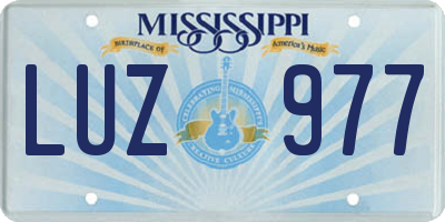 MS license plate LUZ977