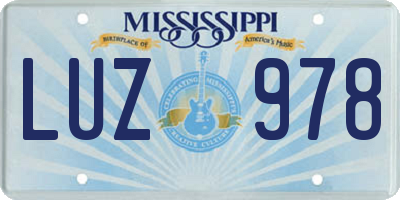 MS license plate LUZ978