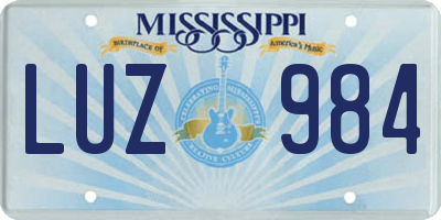 MS license plate LUZ984