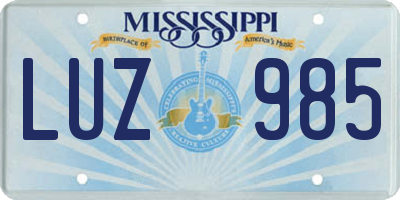 MS license plate LUZ985