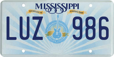 MS license plate LUZ986