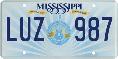 MS license plate LUZ987