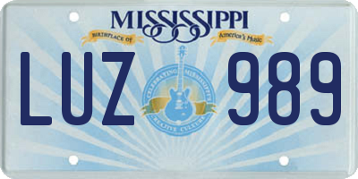 MS license plate LUZ989