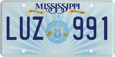 MS license plate LUZ991