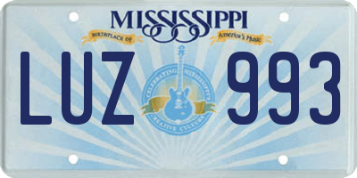 MS license plate LUZ993