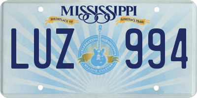 MS license plate LUZ994