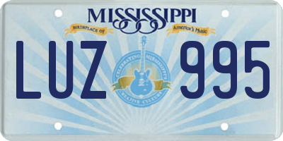 MS license plate LUZ995