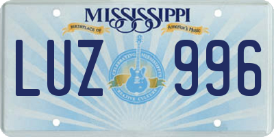 MS license plate LUZ996