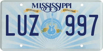 MS license plate LUZ997