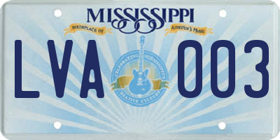 MS license plate LVA003