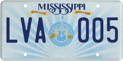 MS license plate LVA005