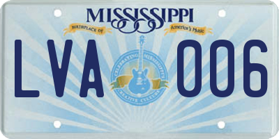 MS license plate LVA006