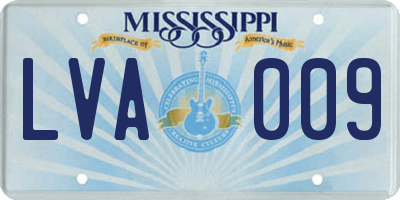 MS license plate LVA009