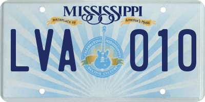 MS license plate LVA010