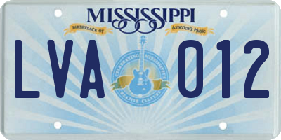 MS license plate LVA012