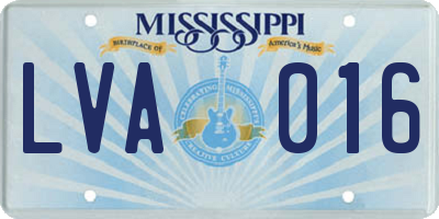 MS license plate LVA016