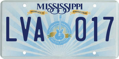 MS license plate LVA017