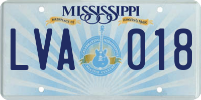 MS license plate LVA018