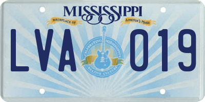 MS license plate LVA019