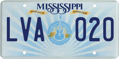 MS license plate LVA020