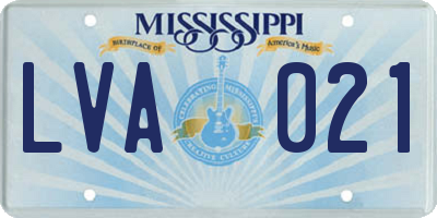 MS license plate LVA021