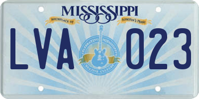 MS license plate LVA023